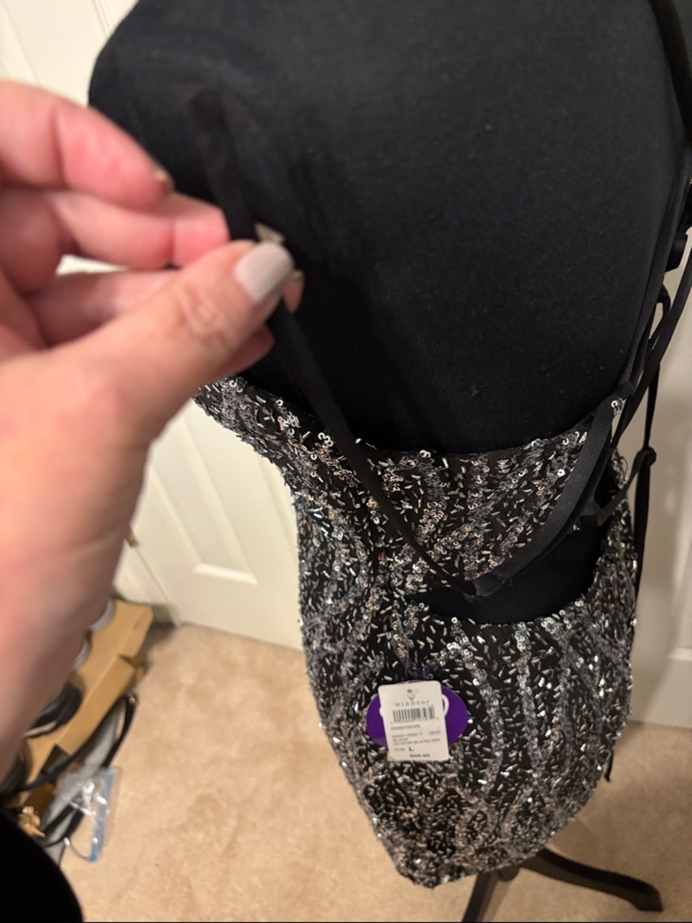 Windsor Hartley Lace-Up Sequin Mini Dress - Picture 10 of 13